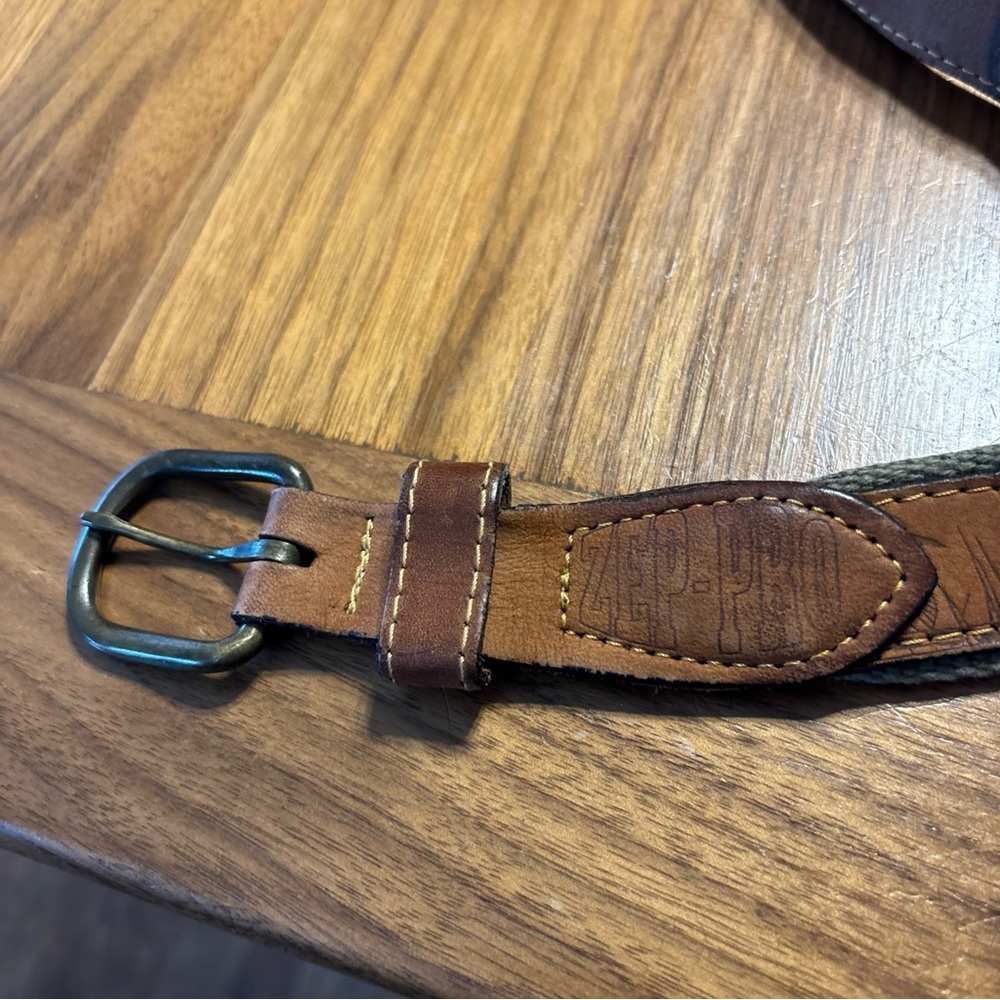 Zep-Pro Embroidered Leather Mallard Duck Belt Brass Buckle Made in USA Mens Sz40